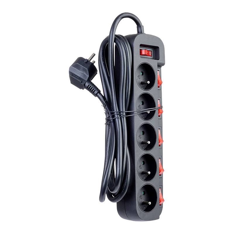 Multiprise Zenitech X5 + 6 Interrupteur 3m Noir Bon état -  reconditionné disponible sur Electro Depot